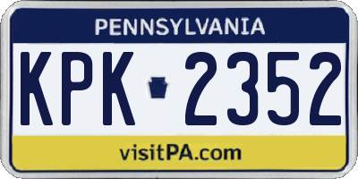 PA license plate KPK2352