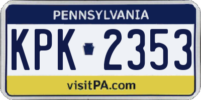 PA license plate KPK2353