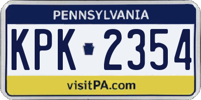 PA license plate KPK2354