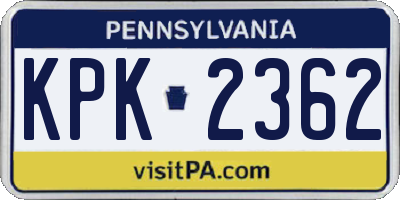 PA license plate KPK2362