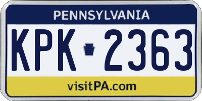 PA license plate KPK2363