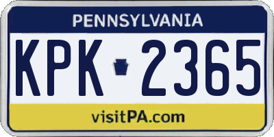 PA license plate KPK2365