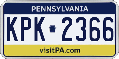 PA license plate KPK2366
