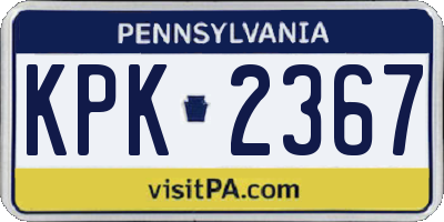 PA license plate KPK2367