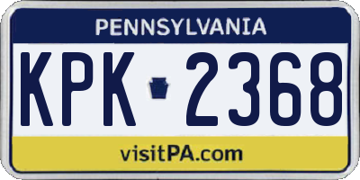 PA license plate KPK2368