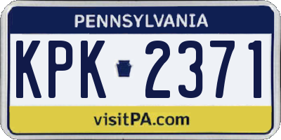 PA license plate KPK2371