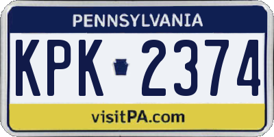 PA license plate KPK2374