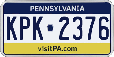 PA license plate KPK2376