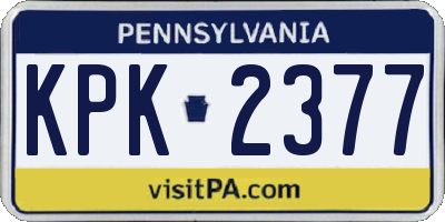 PA license plate KPK2377