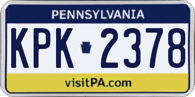 PA license plate KPK2378