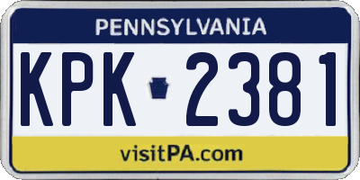 PA license plate KPK2381