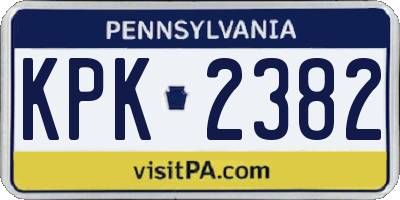 PA license plate KPK2382