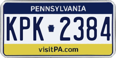 PA license plate KPK2384
