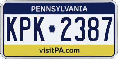 PA license plate KPK2387