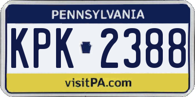 PA license plate KPK2388