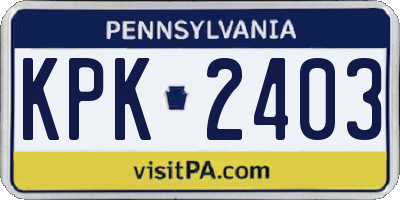 PA license plate KPK2403
