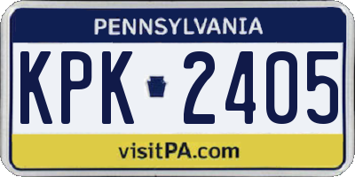 PA license plate KPK2405