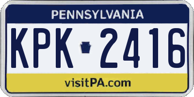 PA license plate KPK2416