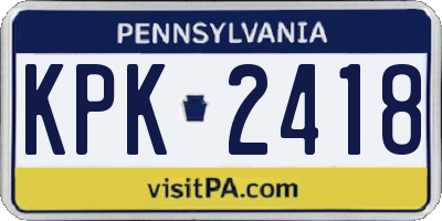 PA license plate KPK2418