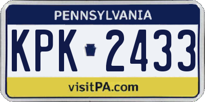 PA license plate KPK2433
