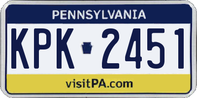 PA license plate KPK2451