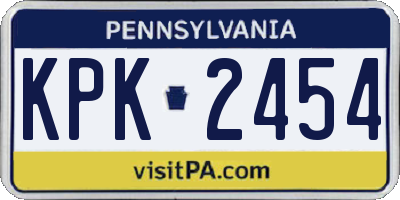 PA license plate KPK2454