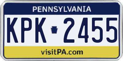 PA license plate KPK2455