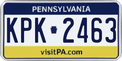 PA license plate KPK2463