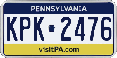PA license plate KPK2476