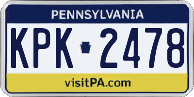 PA license plate KPK2478