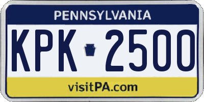PA license plate KPK2500