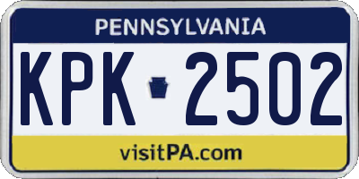 PA license plate KPK2502