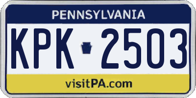 PA license plate KPK2503