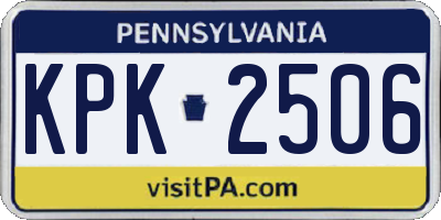 PA license plate KPK2506