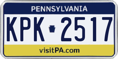 PA license plate KPK2517