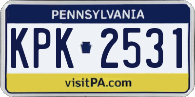 PA license plate KPK2531