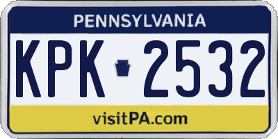 PA license plate KPK2532