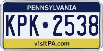 PA license plate KPK2538