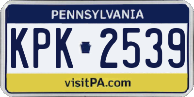 PA license plate KPK2539