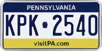 PA license plate KPK2540