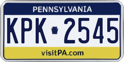 PA license plate KPK2545
