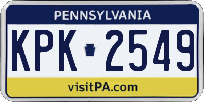 PA license plate KPK2549