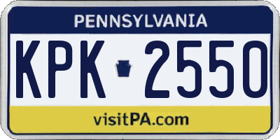 PA license plate KPK2550