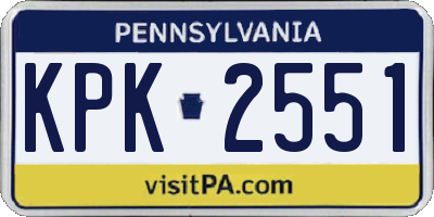 PA license plate KPK2551