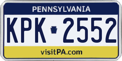 PA license plate KPK2552