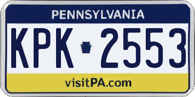 PA license plate KPK2553