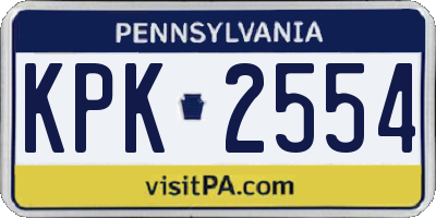 PA license plate KPK2554