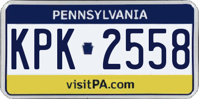 PA license plate KPK2558