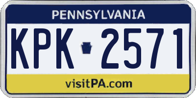 PA license plate KPK2571