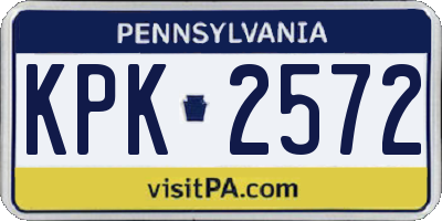 PA license plate KPK2572